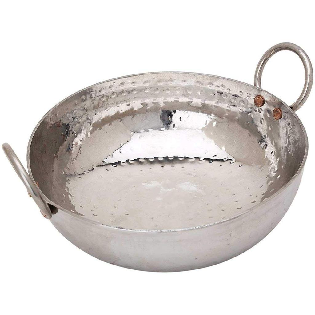 Sandwich Bottom Heavy Guage Stainless Steel Hammered Kadhai Cookware(1500 ML)
