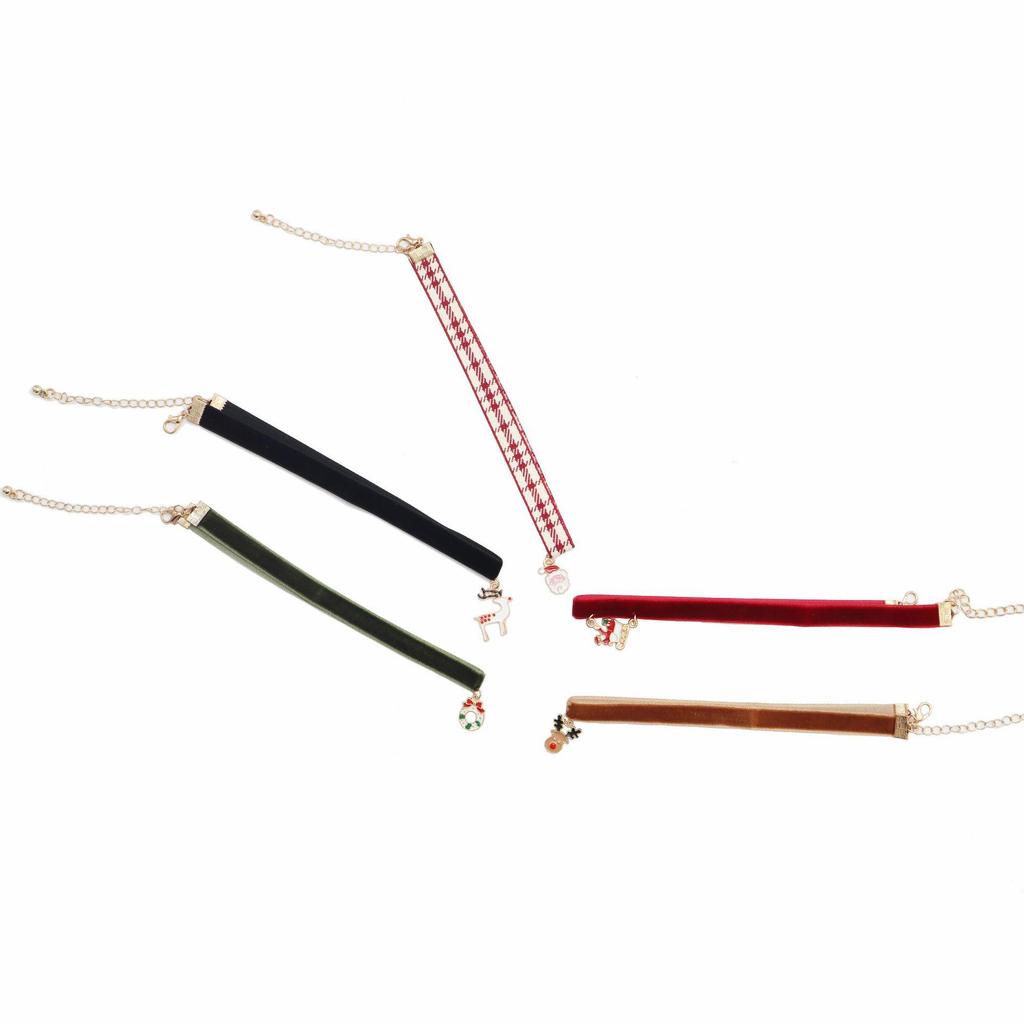 Elegant Christmas Velvet Choker with Cartoon Pendant Necklace