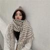 Mohair plaid scarf women's winter sea salt milk coffee blue thickened atmosphere warm student shawl scarf