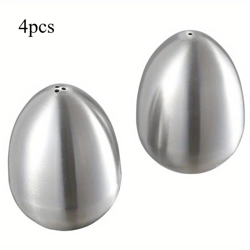 2pcs/4pcs Stainless Steel Pepper Shaker Egg Shaped Salt Shaker Set Seasoning Organizer Cooking Tools. light green