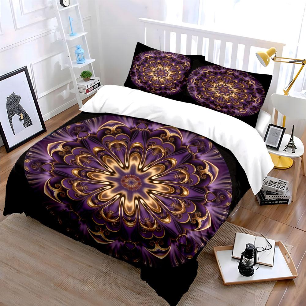 Mandala Pattern Decorative Set Soft Comfortable Duvet Cover Bedding Set Included 1*Duvet Cover & 2*Pillowcases, Gift