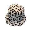 Winter new warm plush fisherman's hat children's fashionable versatile foldable basin hat leopard print shows the face bucket hat tide