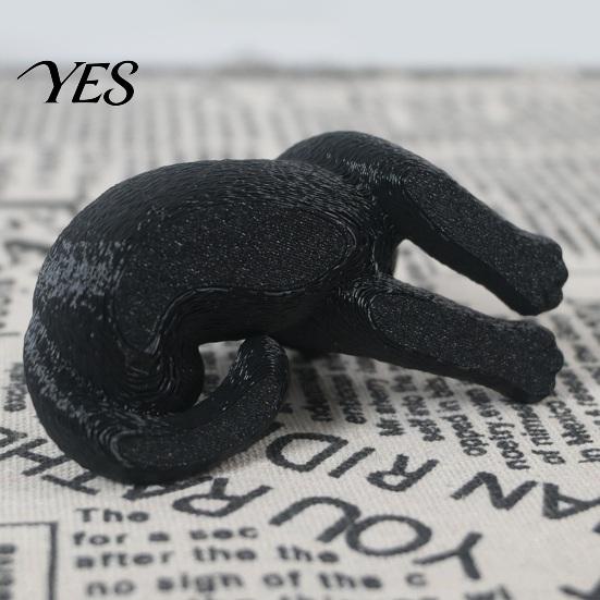 Realistic Texture Cat Art 3D Printed Ornament, Plush Figurines, Black Figurine White Cute Healing Sculpture, for Desk Car Bookshelf Decor Versatile