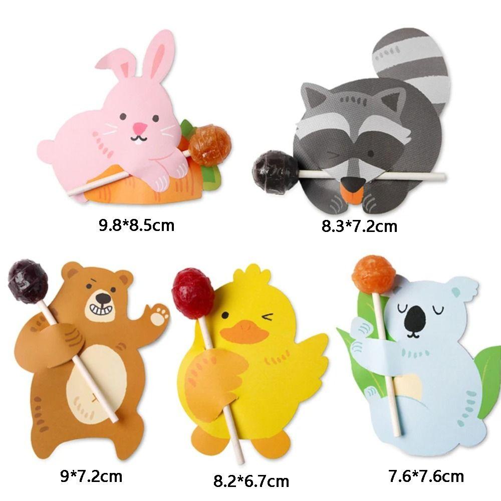 Lollipop Dekoration Karten Cartoon Tier Muster Tiere Themed Party Kindergarten Nachricht DIY Karte Ostern Dekorationen