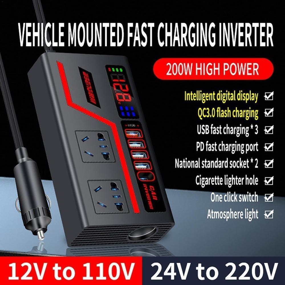 

Универсальный автомобильный инвертор DC 12В/24В в 220В Автомобильное зарядное устройство Инвертор Автомобильный преобразователь Розетка Digital display