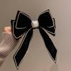 Red Bow Pearl Hair Clip: Autumn & Winter Princess Style, Bridal Toast, New Year Headwear