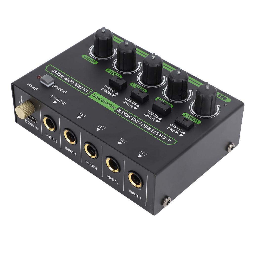 4 Channel Mixer RGB Light Low Noise Multifunctional DJ Controller Sound Mixer for Music Recording