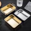 304 Stainless Steel Double Ear Rectangle Snack Plate Fried Chicken Plate Restaurant Creative Candy Fruit Serving Tray Tableware