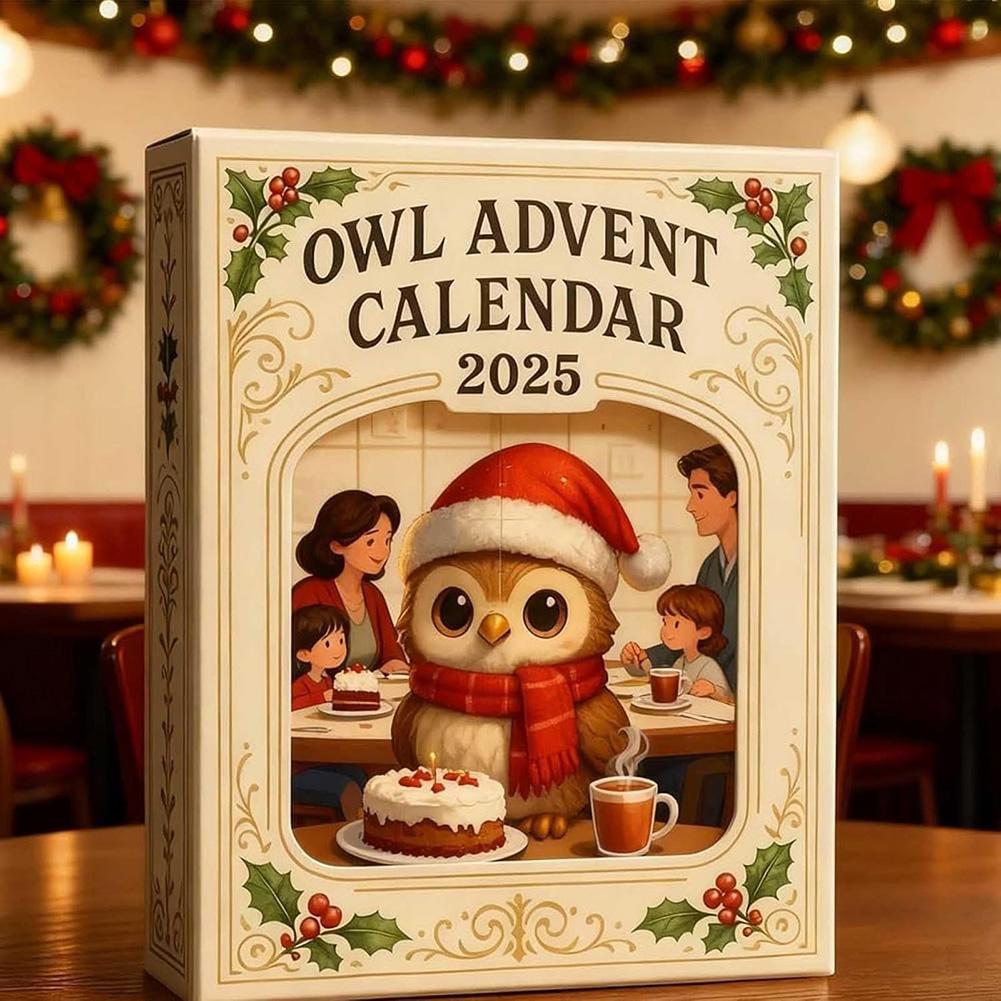Owl-Advent Calendar 2025 24 Pack Xmas Tree Ornaments Set For Kids' Room Xmas Fun