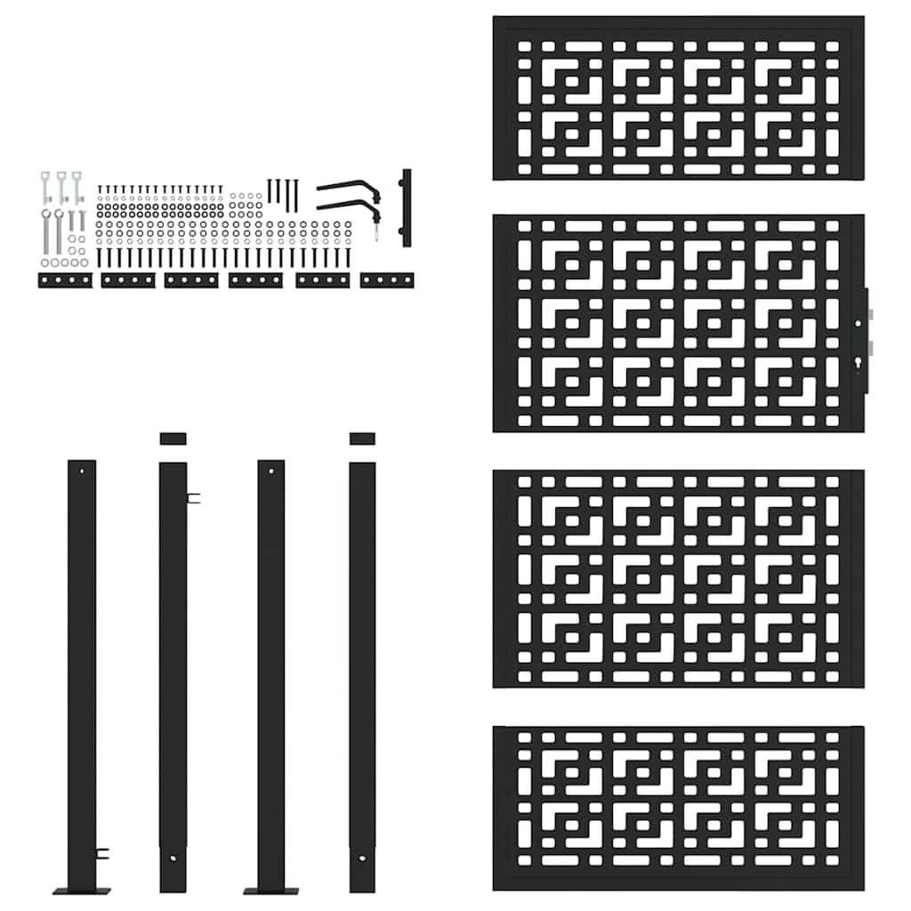 Garden Gate Black 100 X 175 Cm Steel Cross Design