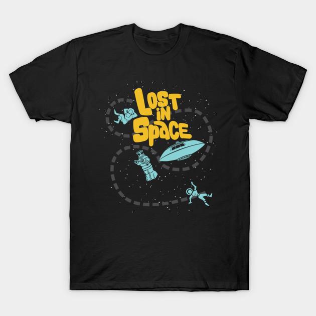

Men Black Print T-shirt Vintage Lost In Space No-Cut Transfer Paper Print Cotton Tshirt S чорний
