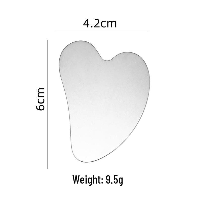 Сердцевидная доска Гуаша из нержавеющей стали для многофункционального массажа лица, скребка и лифтинга.