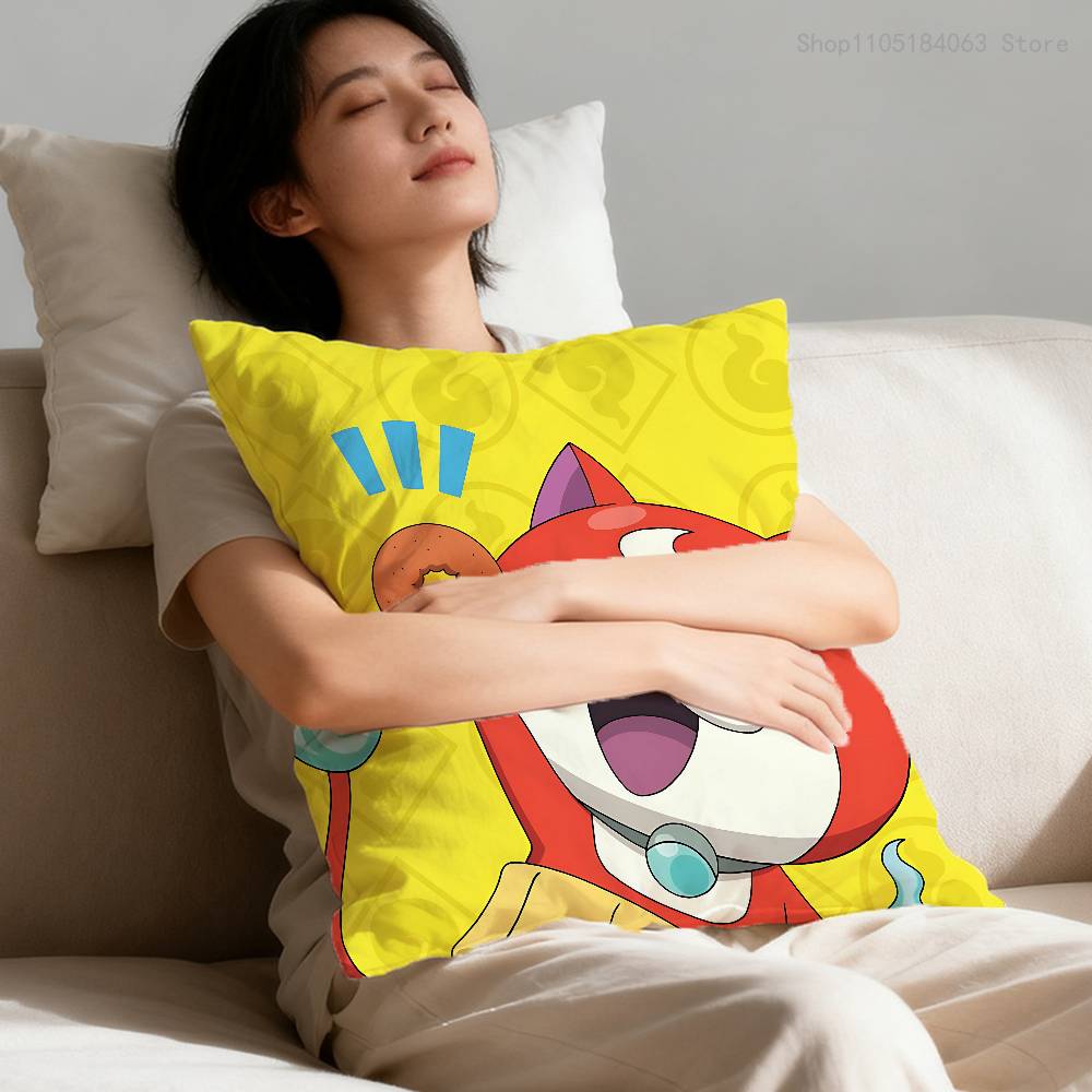 J-Jibanyan Pillow Case For Sofa Decor Car Office Room Printing Cushion Cover Decorations and Protector