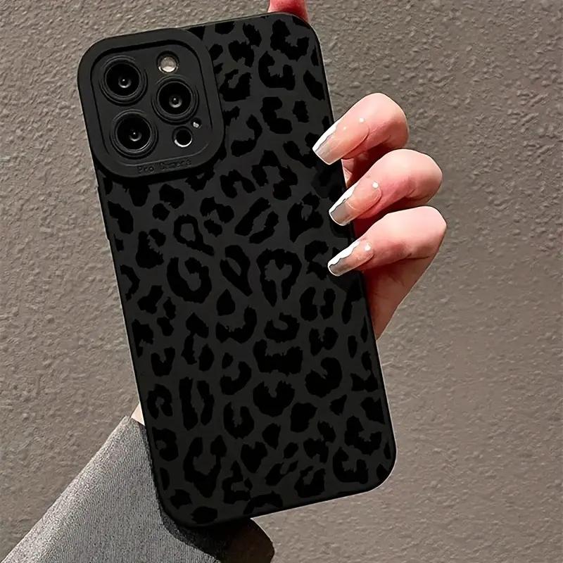 Black Print Leopard Graphic Phone Case For iPhone 17 16 15 14 13 12 11 Pro Max XS XR 7 8 Plus 16E Shockproof Soft Silicone Cover