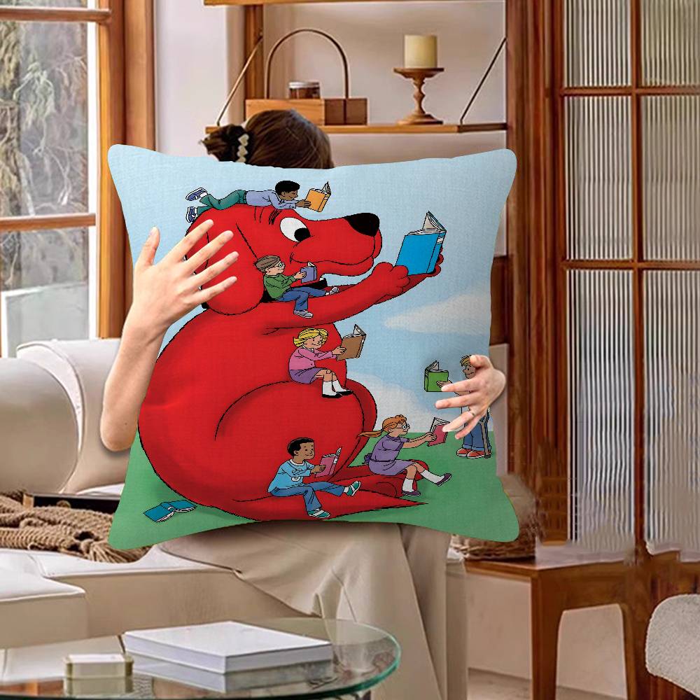 Cartoon Clifford The Big Red Dog Lucky Dragon Pillow Cover Sofa Cushion Cover Home Room Decoration Children Gift