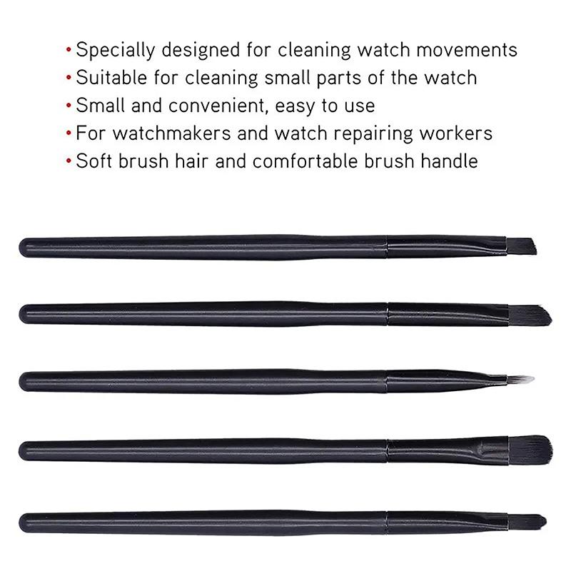 5Pcs Watch Accessory Watch Cleaning Brush Set Wristwatch Movement Small Part Cleaning Soft Brushes Set Tool For Watchmaker