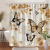 1 Vintage Floral Butterfly Shower Curtain - Elegant Botanical Print, Machine Washable, Polyester Fabric, Suitable for Bathroom