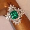 Huitan Gorgeous Green Cubic Zirconia Ring for Female Anniversary Ceremony Party Accessories Delicate Fashion Jewelry for Women