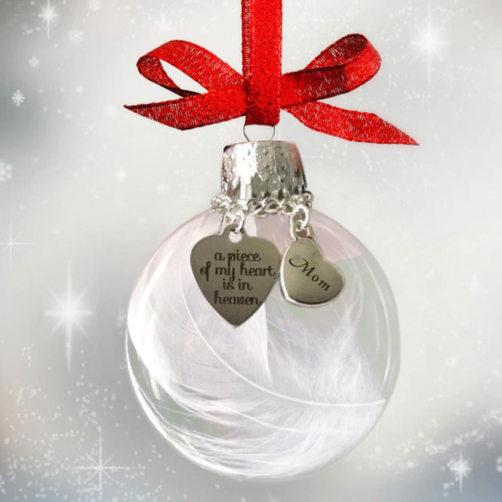 A Piece Of My Heart Is In Heavens #A-Dad Ornements de Noël transparents en forme de boule de plumes d/'ange Pendentif commémoratif à suspendre pour arbre de Noël Cadeaux souvenirs perdus