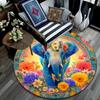 Elephant Round Area Rug,Carpet Rug for Living Room Bedroom Sofa Playroom Decor,Non-slip Floor Mat