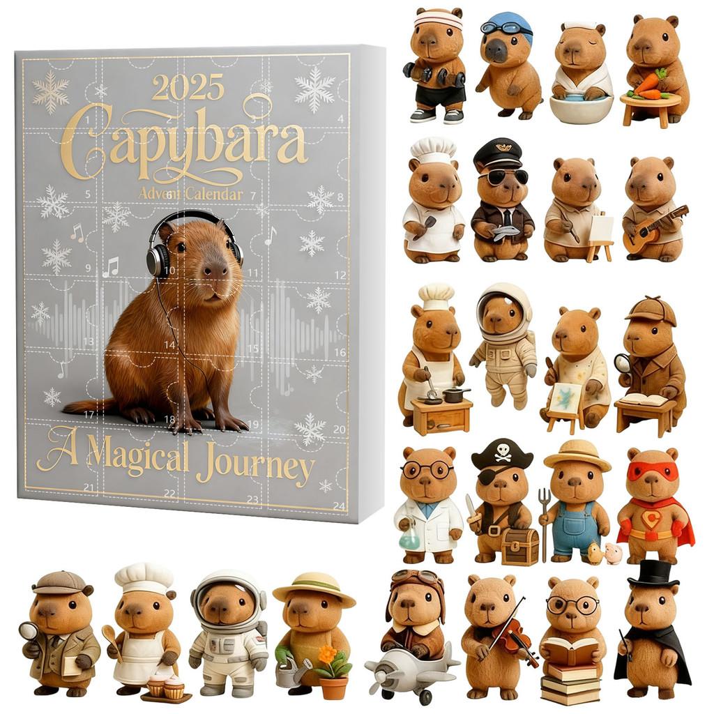 Christmas Capybara Advent Calendar Blind Box With Acrylic Figurines For Festive Decorations