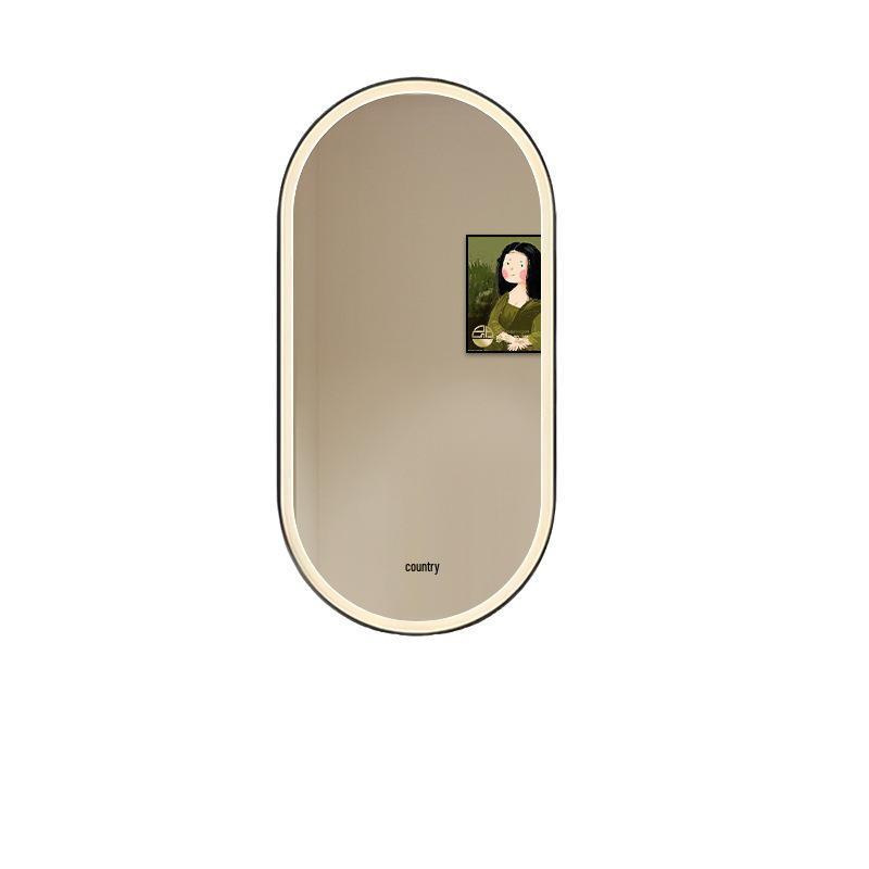 Oval LED Illuminated Aluminum Bathroom Mirror with Smart Makeup Features