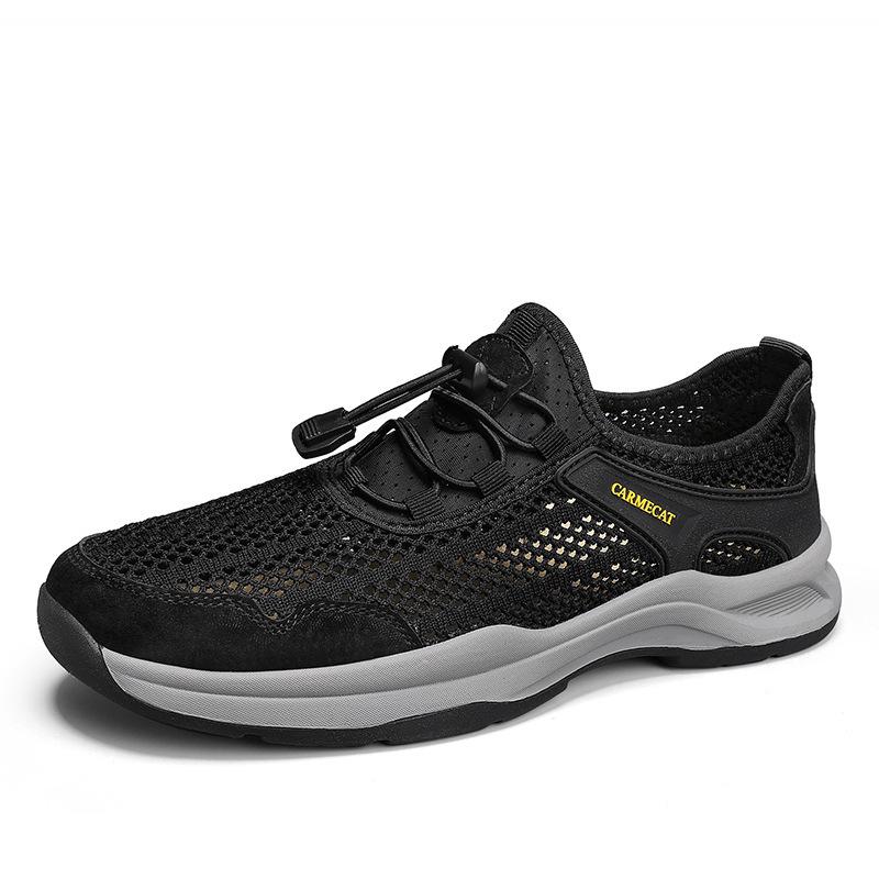 

Large size men s shoes summer breathable hollow mesh shoes men s fashion sports shoes lightweight wear-resistant outdoor casual shoes 46 чёрный