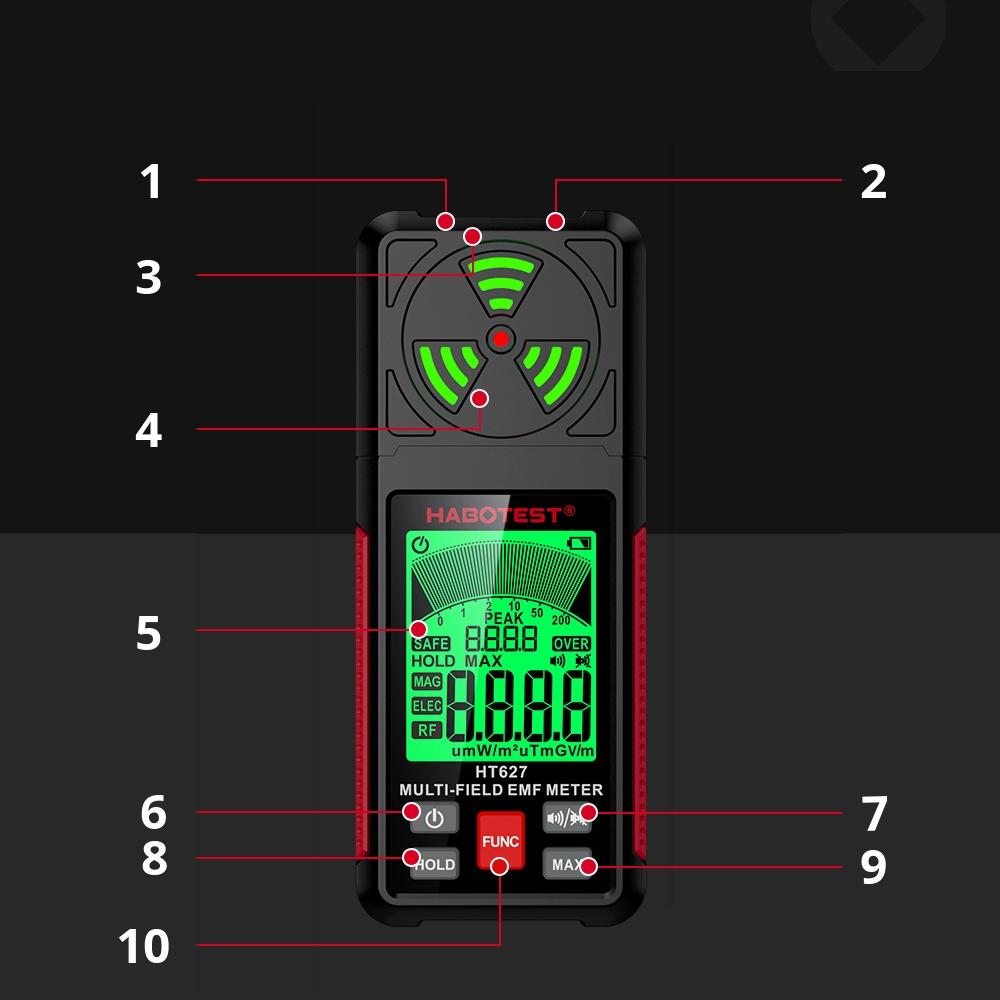 Electromagnetic Field Meter Emf Radio Wave Tester Habotest Ht627