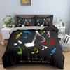 Music Bedding Set Piano Keyboard Music Note Duvet Cover Queen Size Bed Linen Comforter Microfiber Guitar Polyester Bedding Sets