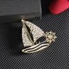 Fashion Delicate Pearl Sailboats Brooch For Women Men Temperament High-Grade Corsage Party Clothing Accessories Birthday Gifts