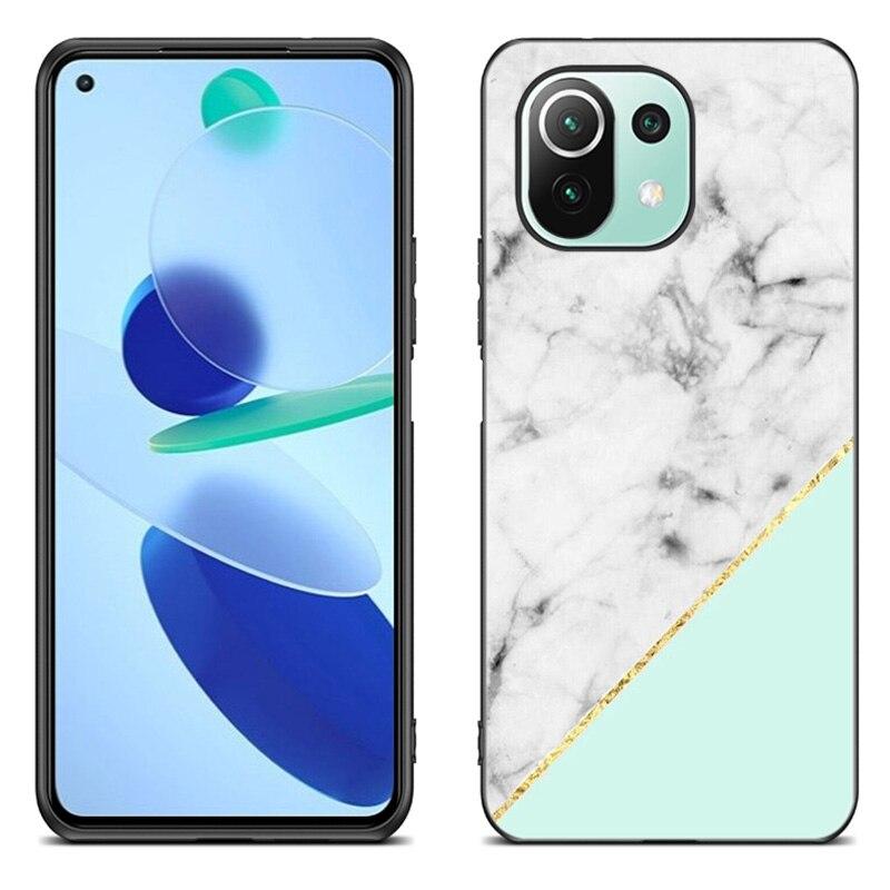 Black and White Marble Case For Xiaomi Mi 11 Lite NE 11i 10T 11T Pro A2 A3 Lite POCO F3 M3 M4 C31 X3 Pro NFC GT Black Soft Cover