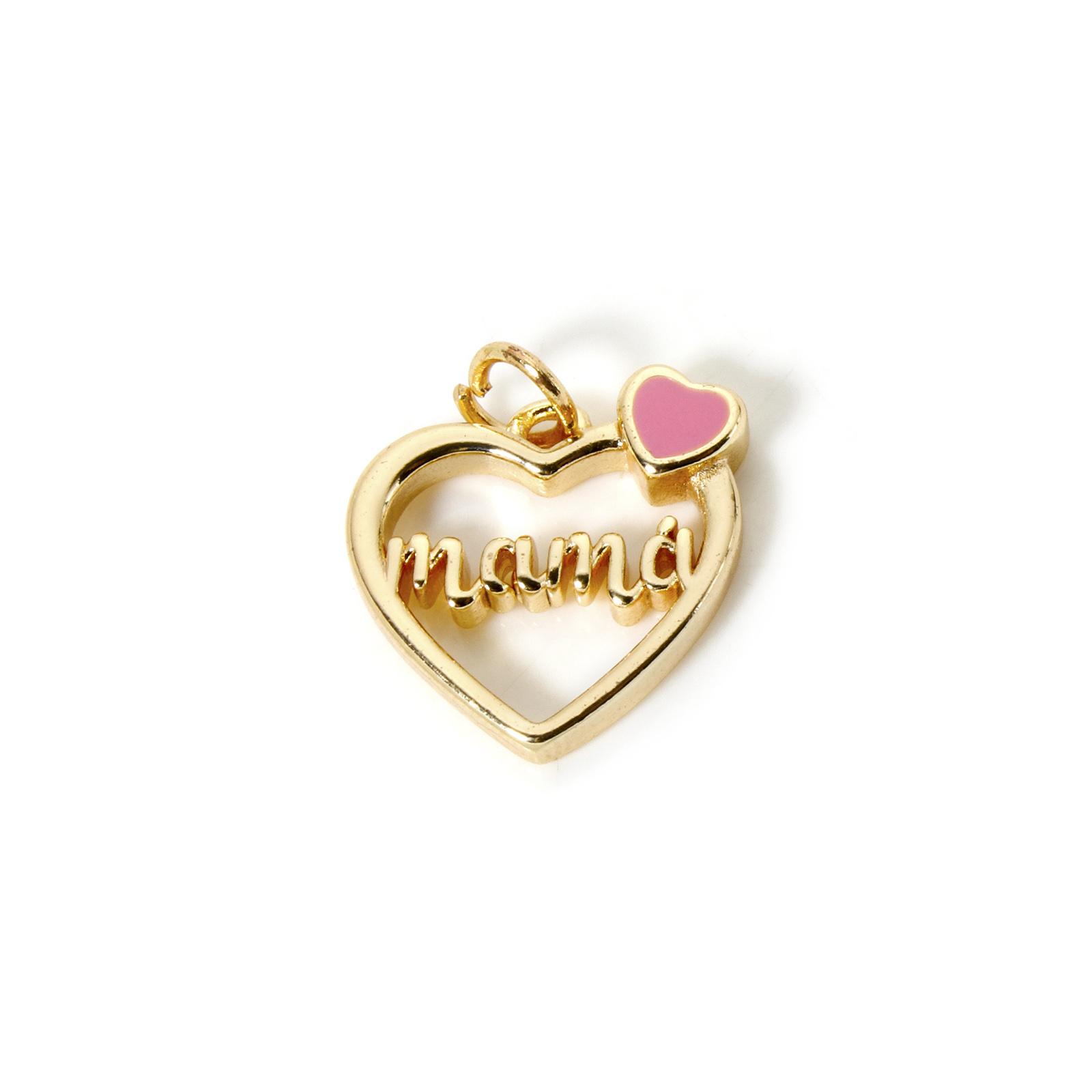 

Brass Mother s Day Charms 18K Real Gold Plated English Message Mama Pendants For DIY Jewelry Necklace Earrings Making, 2 PCs