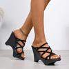Women Sandals Summer New Crossover Strap High Heels Women Wedge Platform Sandals Luxury Wedding Shoes Bride Sandalias De Mujer