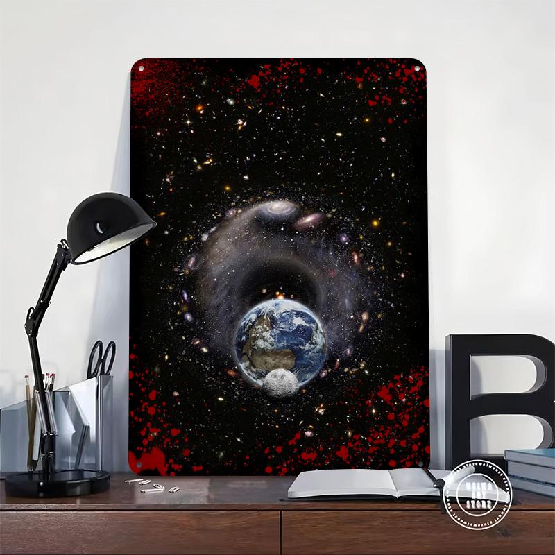 Earth and Universe 2023 Poster Customized Wall Art Vintage Metal Signs Retro Tin Plaque for Man Cave Decoration Aesthetic House