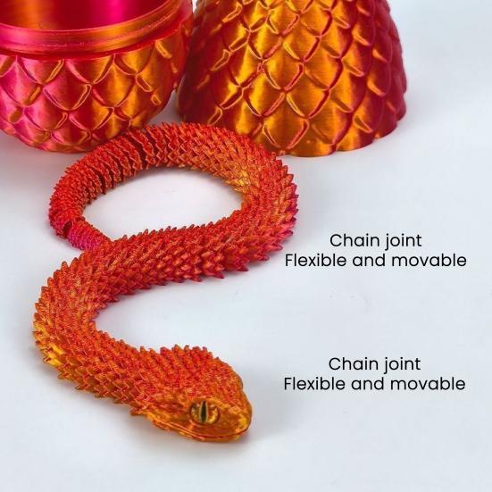 Yousheng 3D Printed Snake Toy Articulated Snake Ornament Egg with Snake Inside Flexible Snake Fidget Toy for Desk Decoration Stress Relief