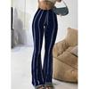 Spring Autumn Elastic Waist Fashion Printing Flare Pants Women Casual All-match Slimy Oga Trousers