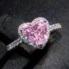 CAOSHI Classical Copper Color Wedding Rings with Red/Pink/White Cubic Zirconia Delicate Heart Shape Finger Zircon for Women