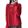 Autumn Style Heavy-Duty Crochet Knit Wool Cardigan: Women's Fashionable Hollow-Out Sweater Coat, Solid Color.