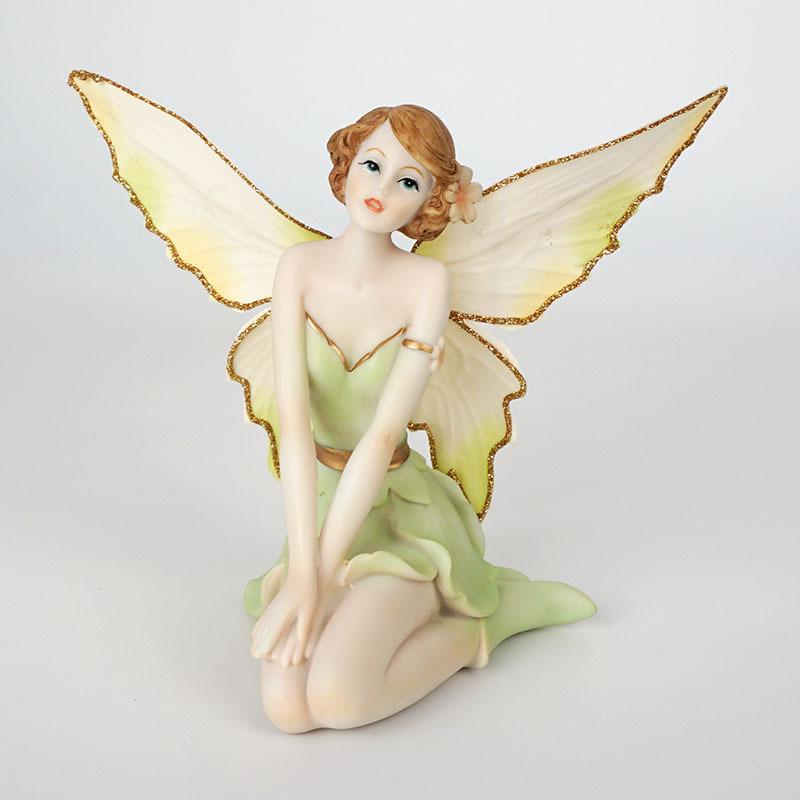 Grüne Blumenfee Mädchen Engel Heimdekoration Kreatives Geschenk Harzornament Figur für Tischplatte Gartendekoration Sammler
