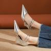 339-1 Pointed Wedge Heel Single Shoes Autumn New Pointed Head Light Mouth Silver Heightening Soft Sole Thin Strap High Heel Single Shoes Women