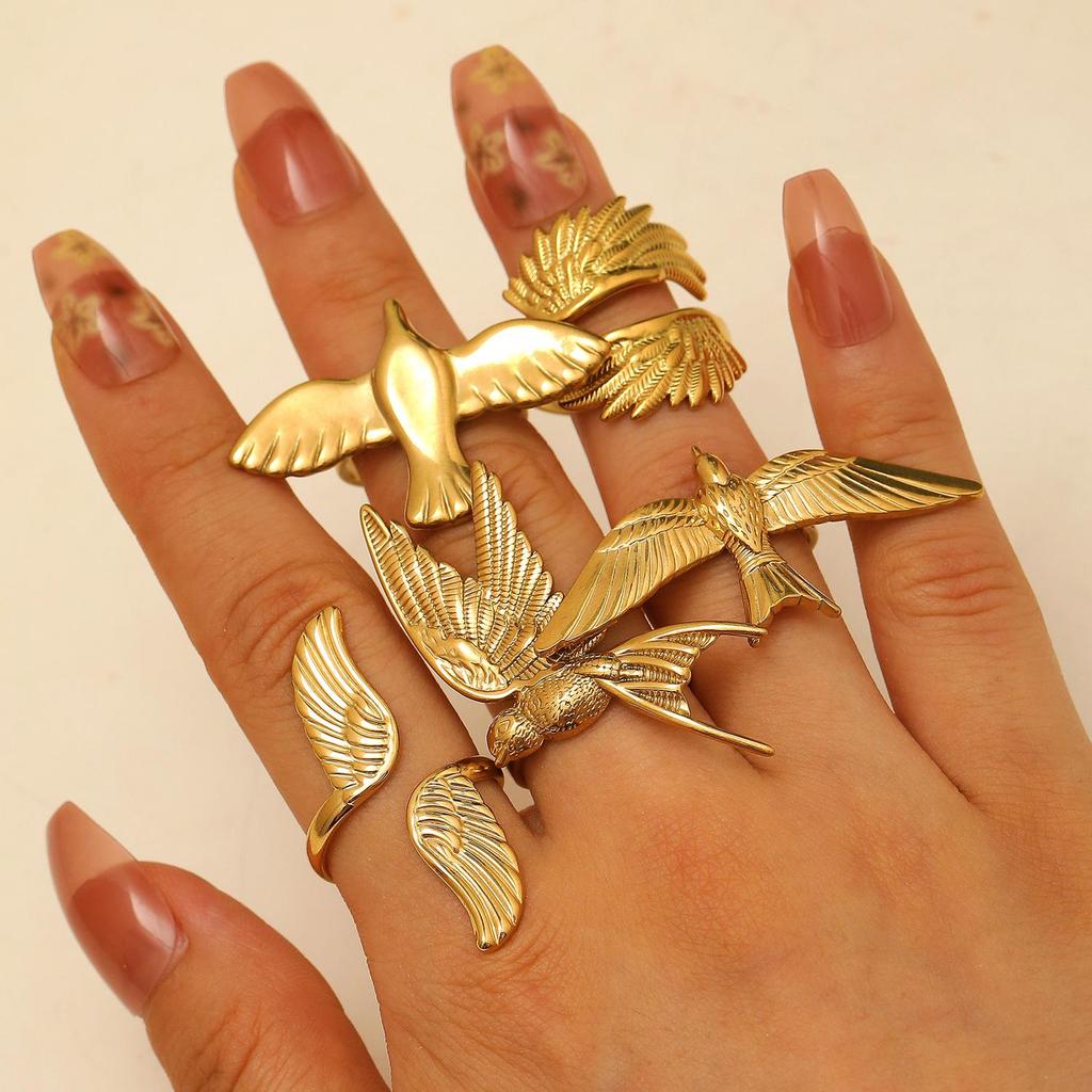 18K Gold European Dove Ring - Retro Stainless Steel Index Finger Jewelry