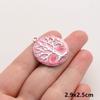 3pc Girl Pendant Hot Pink Oil Dripping Stainless Steel Plant Tree Flower Charm Pendants For Jewelry Making Supplies DIY Keychain