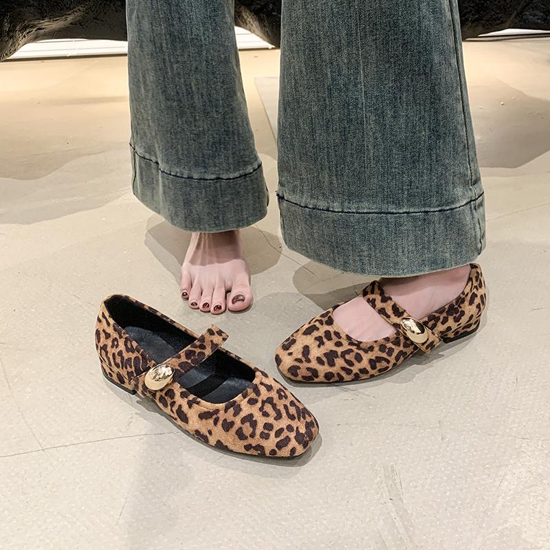 2025 New Women's Metal Buckle Round Toe Slip-on Mary Jane 3cm Wedge Low Heel Casual Female High Quality Soft Daily Shoe