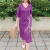 ZANZEA Women Casual V-Neck 3/4 Sleeve Loose Floral Embroidery Dress