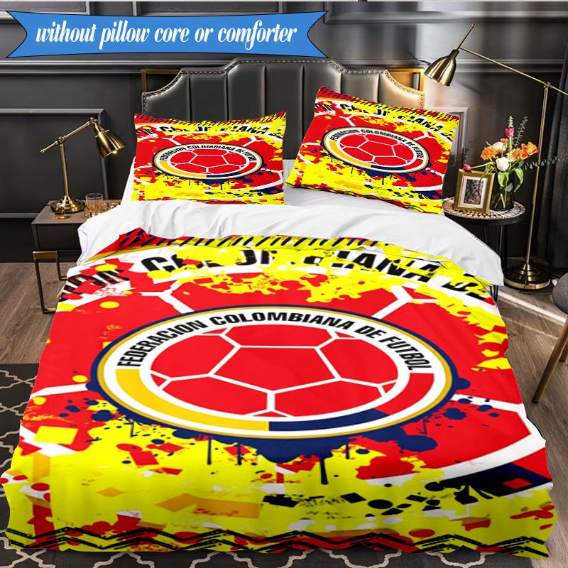Colombian National Football Team 3pcs Bedding,Including 1pc Duvet Cover And 2pcs Pillowcases Perfect for Christmas,Ideal for Bedroom, Dormitory