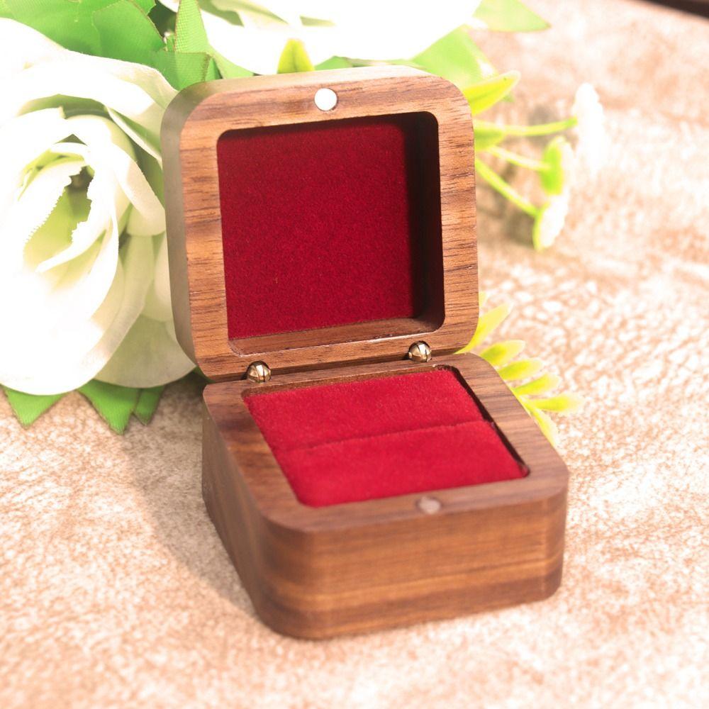 Luxury Spade Wood Rings Holder 1/2 Slots Jewelry Organizer Simple Rings Display Case  Couple