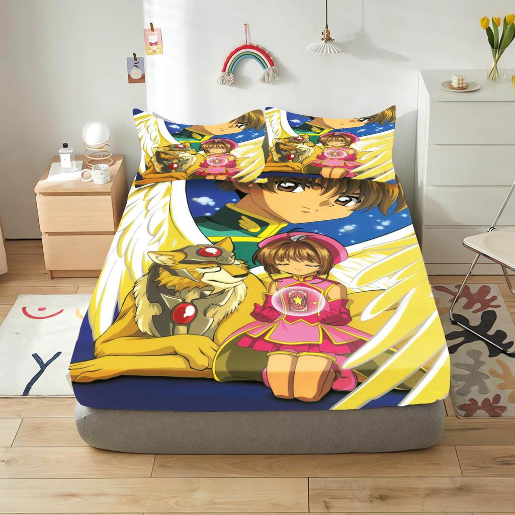 Cardcaptor Sakura Cartoon Fitted Sheet Cover For Teenager, Elastic Bedding, Cute Digital Printing Sheets, Bedding Children