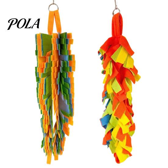 Sugar Glider Hanging Bridge 2Pcs Parrot Chewing Toy with Metal Ring, Colorful Felt Strips, Small Animal Pet Interactive Climbing Activity for