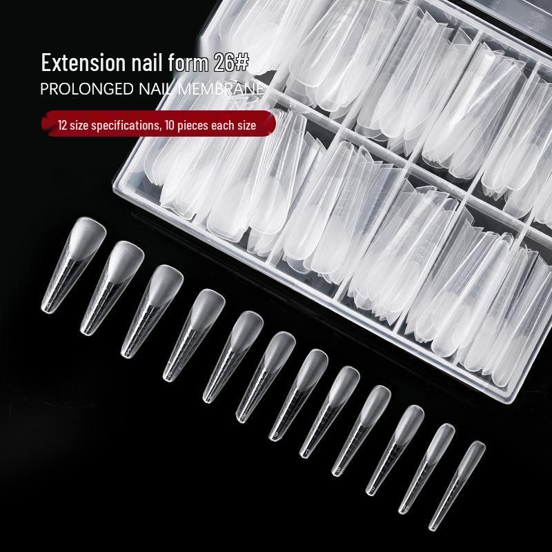 120-Piece Box of Crystal Extension Nail Mold Tips with Scale for Gel Nail Extensions, Model 26#