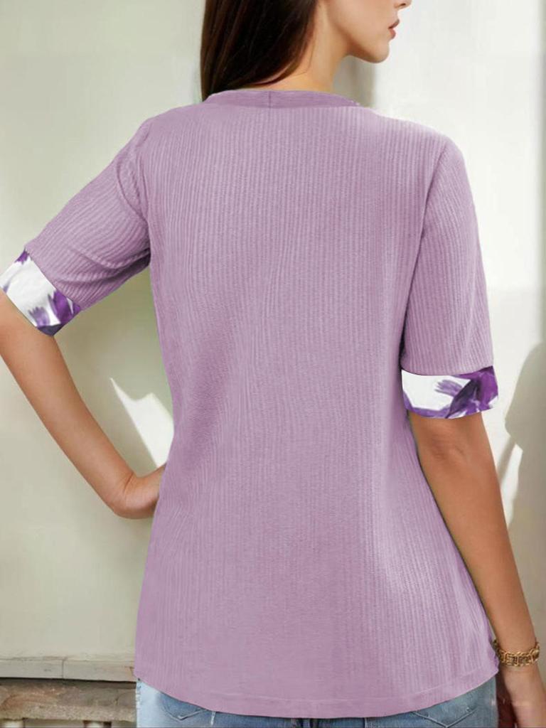 Summer 2024 European American Printed Two-piece Short-sleeved T-shirt for Women